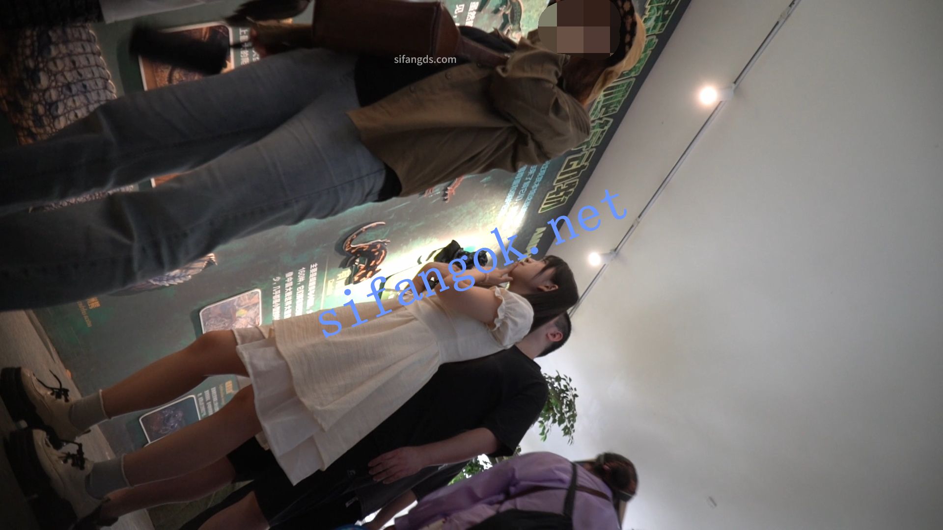 （空城原创）连衣裙美女陪猥琐男友逛公园，无痕N紧裹肉臀