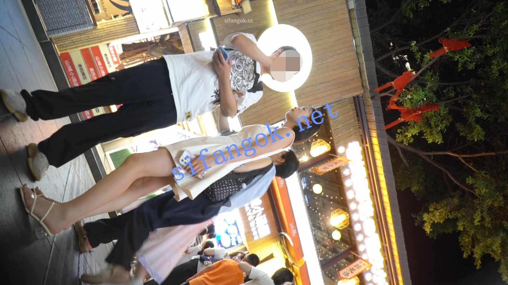 （空城原创）白裙性感小姐姐逛街，微透白N前面透明