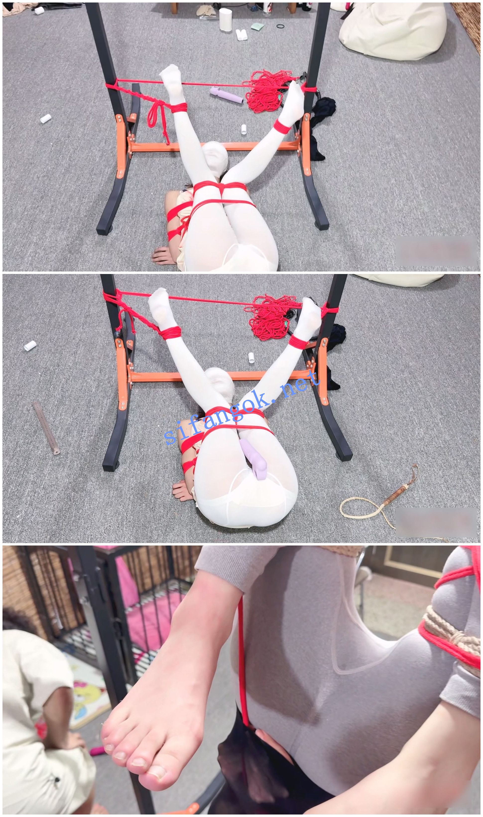 【绳艺捆绑】多名苗条妹子捆绑调教【三五小脚】丝足捆绑